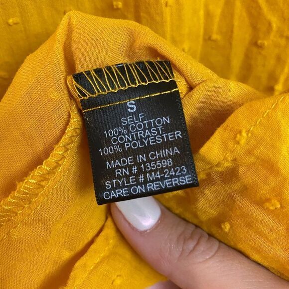 CURE Mustard Yellow Textured Fall Long Balloon Puff Sleeve Blouse small - Picture 6 of 9